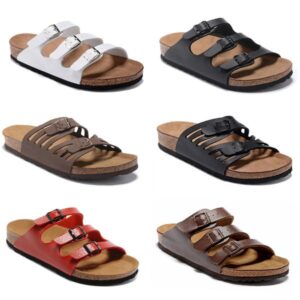 Florida Big size 34-47 Black Rubber Slide Cork Slippers Green Red White Stripe Fashion Design Men Beach sandals Women Classic flat Flip Flops Casual shoes