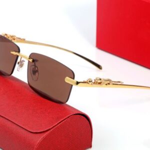 Mens Sunglasses Designer Women Eyeglasses Gold Metal Panther Sunglass Frameless Buffalo Horn Glasses UV400 Unisex Woman Eyeglass Brand Polarize Eyeglasses