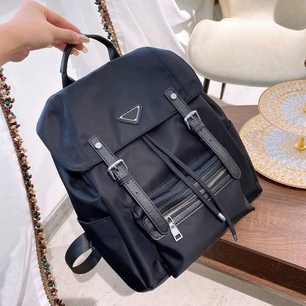 Black Backpacks School Bags Nylon with String Shouler Bags triangle Medium size Fashion Travel Bag For Man Woman