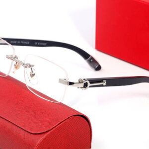 Fashion Luxury Designer Sunglasses for Women Mens High Quality Outdoor Drive Sunglass Beach Rectangular Silver Frameless Black Wood Glasses Brand Eyeglasses Case