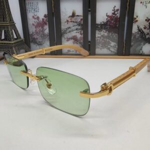 Green Fashion Designer Sunglasses for Men Unisex Buffalo Horn Glasses Mens Women Rimless Sun Eyeglasses Silver Gold Metal Wooden Frame Brand Carti Eyewear Lunettes