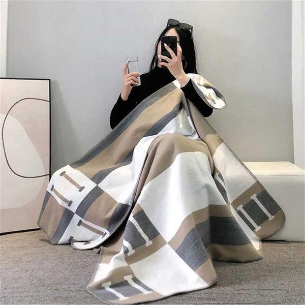 Designer Cashmere Blankets Letter Home Travel Throw Summer Air Conditioner Beach Blanket Towel Womens Soft Shawl 140*175cm