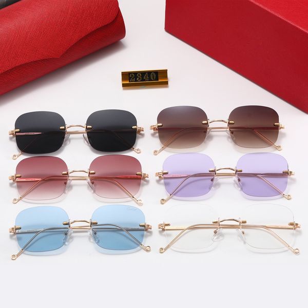Mens Glasses Designer Sunglasses Woman Polarized Sunglass Round Circle Rimless Panther Metal Fashion Luxury Brand Carti Glasses Driving Beach Eyeglasses Lunette