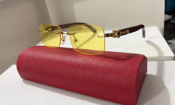 Yellow Designer Sunglasses for Men Woman Sunglass Buffalo Horn Glasses Mens Rimless Square Polarized Sunglasses Carter Buffs Shade Wood Eyeglasses Sonnenbrille