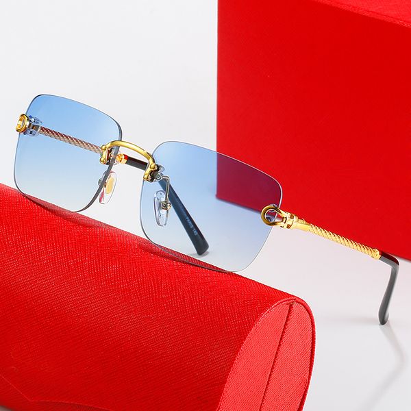 Rectangular Frame Acetate Sunglasses Designer Woman Gold Retro Square Frames Color Change Sunglasses Rimless Screwdriver Summer Beach Sun Glasses Eyeglasses