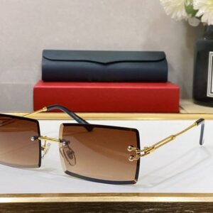 Fashion Designer carti luxury Cool sunglasses glasses 9065 Sunshade Composite Metal Rimless Optical Frame Classic Rectangle Square Gold Sunglasses for women