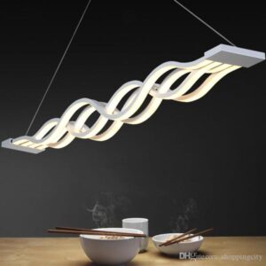 New design Wave shape 80W modern pendant lights for dinning room dimmable led light creative hanging lamp lamparas