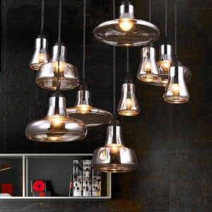 vintage glass pendant light grey color ,clear color ,amber color pendant lamps with bulbs 110V/220V led pendant lights