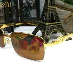 with box top quality mens fashion sunglasses leopard gold metal alloy frame mens sunglasses fashion black brown clear lens semi rimless