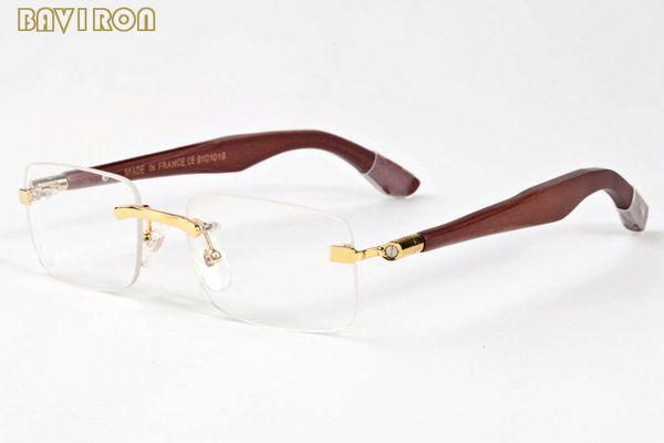 2020 new mens fashion sunglasses for women sports buffalo horn glasses clear lens rimless sunglasses with box lunettes gafas de sol
