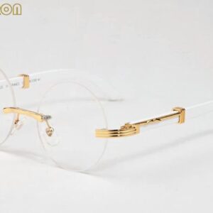 with box 2017 round sunglasses white buffalo horn glasses men women fashion rimless brown black clear lens wood sunglasses