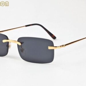 with box 2020 fashion rectangle rimless sunglasses for men vintage retro buffalo horn glasses women mens sports sunglasses lunettes
