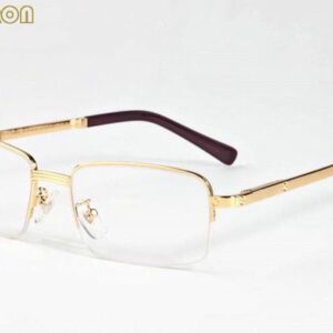 with box 2017 gold silver metal frame buffalo horn glasses men women sunglasses semi rimless optical eyeglasses