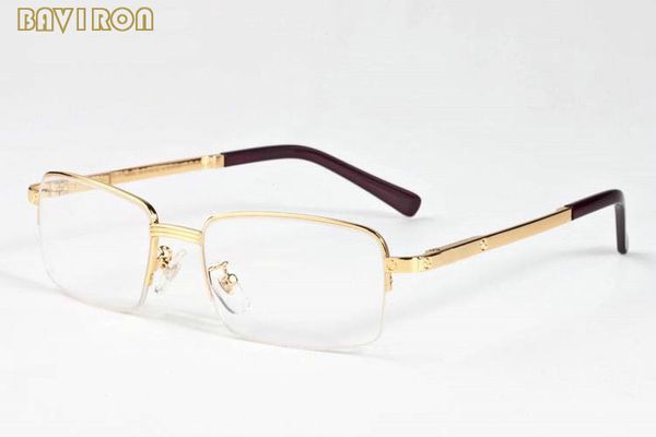 with box 2017 gold silver metal frame buffalo horn glasses men women sunglasses semi rimless optical eyeglasses
