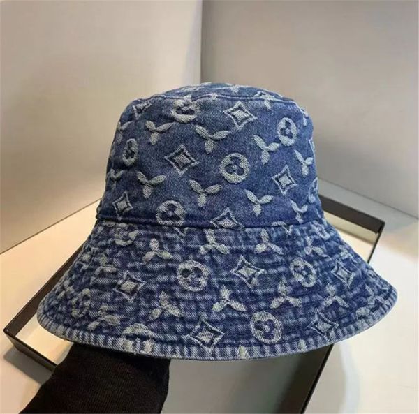 Cowboy Bucket Hat Casual Unisex Designers Caps Women Mens Designer Hats Cool Denim Print Fitted Cap Men Beanie
