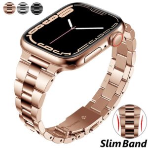 Women Stainless Steel Slim Straps Bracelet For Apple watch Ultra 49mm Band 40mm 38mm 42mm 41 45mm for iWatch 8 SE/6/5 7 Fashion Metal Lady Thin Strap