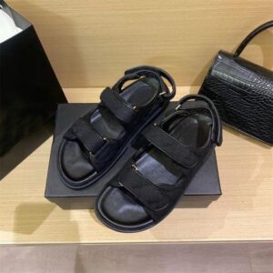 Designer Buckle Sandals dad sandals leather chain gold High Quality women Slippers Crystal Calf quilted Platform Summer Beach Slipper 35-40 With box