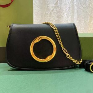 7A Blondie shoulder bag real leather crossbody strap leather trim Cotton linen lining Round Interlocking designer luxury bagsCrossbody Chain Flap