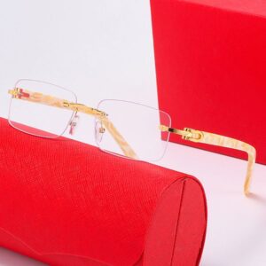 Men Designer Dezi Sunglasses Woman Buffalo Horn Rimless Glasses Frame Wood Frameless Square Sunglass Men Optical Myopia Clear Spectacles Frame Eyeglasses Eyewear