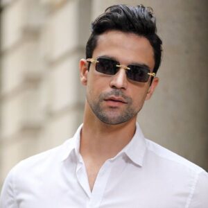 Designer Heart Sunglasses Leopard Head Square Gradient Lens Mens and Womens Fashion Glasses Gold Silver Metal Frame Frameless Rectangulsr Eyeglasses with Box