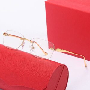 Leopard Frameless Sunglasses Designer Multiple Styles Men Fashion Trend Street Shooting Sunglasses Women Personality Business Metal Legs Optical Glasses Frames