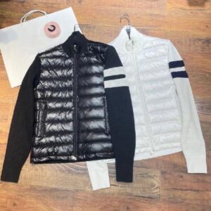 Men Stand Collar Down Coat wool knitting splicing Design Jacket Outdoor Down Parkas White Black Color Size M-XL