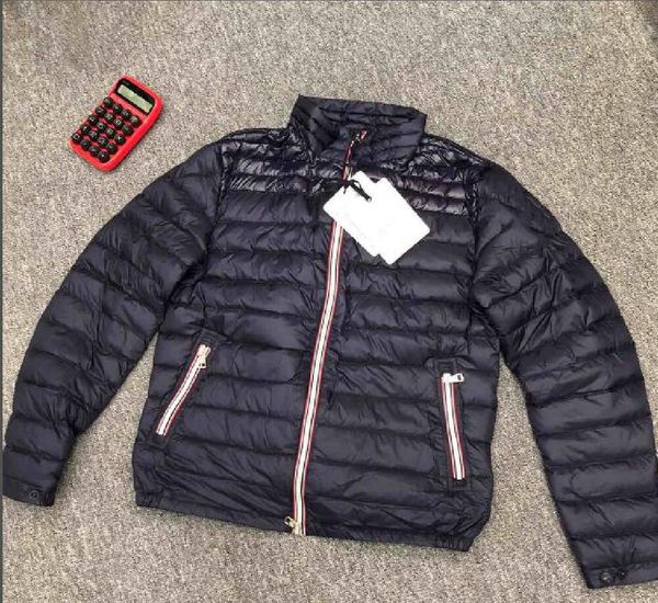 Men Stand Collar Down Coat waterproof Double Zippers Soft Warm Parkas Light Down Jacket Black Dark Blue Color size M-XXXL Outerwear