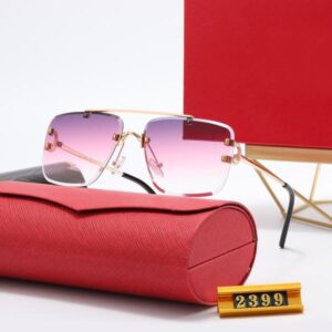 Fashion Designer Sunglasses for Men Women Eyeglasses Wine Red Glasses Leopard head C Decoration Half Frame Anti Double Bridge Mens Woman Carti Eyewear Accessories