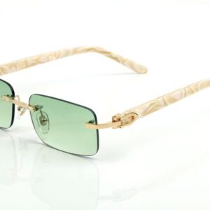 Green Buffalo Horn Glasses Designer Sunglasses for Men Womens Rimless Fashion Sporst Gold Metal White Peach Heart Frames Eyewear Lunettes Gafas Come With Boxes