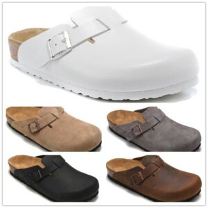 New Boston Cork slippers shoe Women mens flip flops outdoor beach sandals buckles designers lazy Casual shoes lovers High quality Flat slippers With box 35-45
