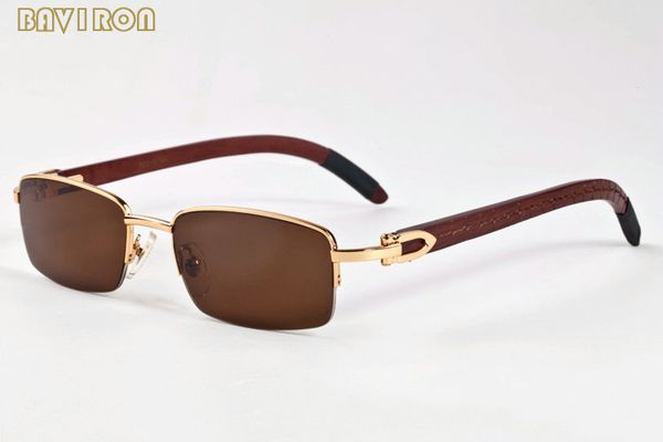 2020 mens fashion sunglasses semi rimless white wood bamboo buffalo horn men women gold silver frame man sunglasses lunettes gafas de sol
