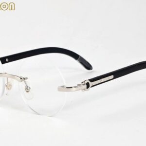 with box 2017 black buffalo horn glasses men round circle lenses gold silver frames wood eyeglasses women rimless sunglasses