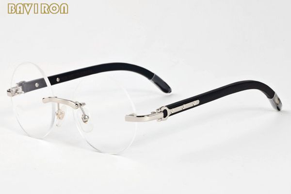 with box 2017 black buffalo horn glasses men round circle lenses gold silver frames wood eyeglasses women rimless sunglasses