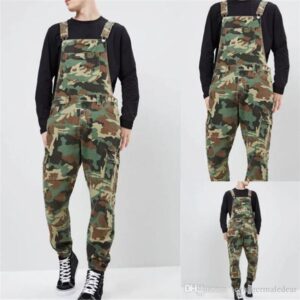 Camouflage Denim Mens Overalls Designer Printed Jeans Jumpsuits Fashion Slim Male Long Pants
