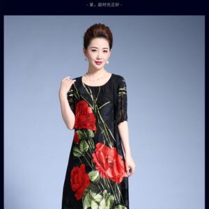 Celebrity retro silk dress in the long section of the Korean version of loose silk large size women's clothing