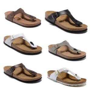 New arrival style brand shoe with orignal logo mens woman Cork slippers gizeh flat sandals casual herringbonesummer beach genuine leather sandals