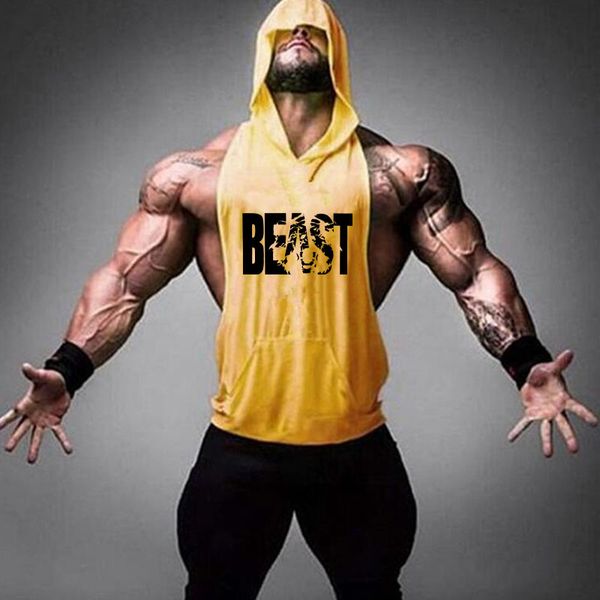 Gym Clothing Fitness Men Cotton Tanktop with hooded Mens Bodybuilding Stringers Tank Tops workout Singlet Sleeveless Shirt