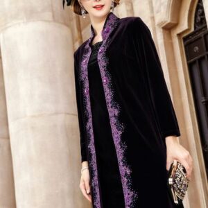 2019 new women's velvet dress large size women's clothing