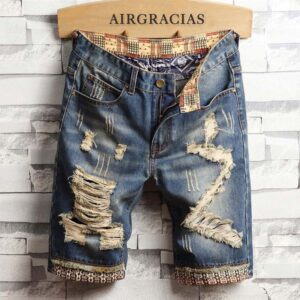 Mens Ripped Short Jeans Brand Clothing Bermuda Cotton Shorts Breathable Denim Shorts Male New Fashion Size 28-40