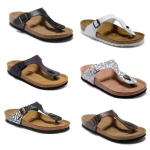 Gizeh Arizona Florida Cork slippers MEN and woman Open Toe Beach Sandals Summer Platform Slippers Genuine Leather Flats Free Casual shoes SZ 34-46