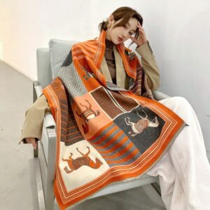 2020 Luxury Cashmere Scarf Women Winter Warm Shawls and Wraps Design Horse Print Bufanda Thick Blanket Scarves