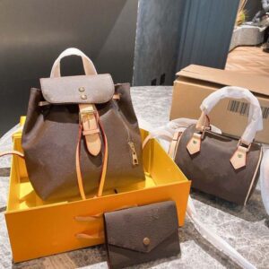 3PC Luxurys designers Women Fashion Totes handbags cross body Shoulder Bags combination famous classic flower Brown capacity portable day backpack 50