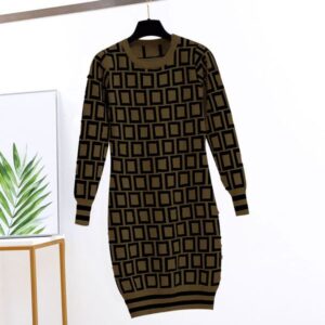 Womens Knits Fashion Dress Casual Letter Printing Dresses Autumn & Winter Knitted Shirts Girls long Sleeve Ladies Clothing crew neck knitting Bodycon Blouse
