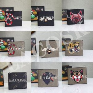 2022 Genuine Leather Men Designer Wallets Woman Short Purses Bag Classic Tiger Animal with Lettter Top Quality with Box