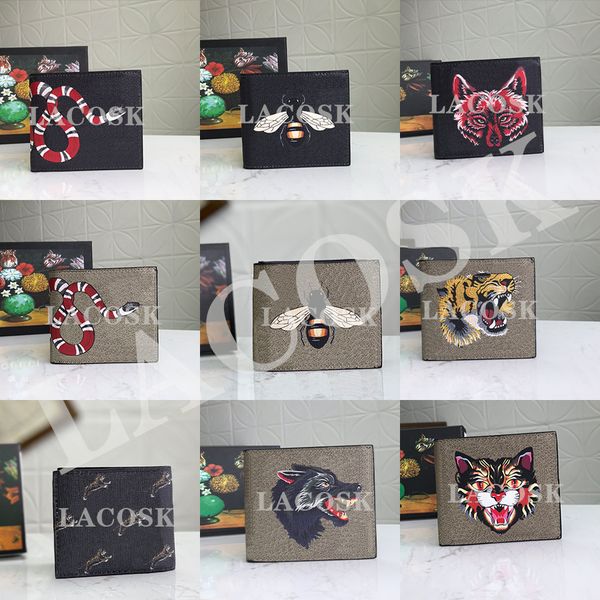 2022 Genuine Leather Men Designer Wallets Woman Short Purses Bag Classic Tiger Animal with Lettter Top Quality with Box