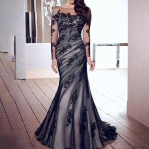 Black Mermaid Prom Dresses Long Sleeves Vestidos De Noche Largos Elegantes De Fiesta 2026 Evening Dresses Pary Formal Gown Prom Dresses