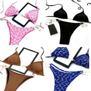 Designer Bikini Swim Suit Women Sexy Swimsuit Ladies Backless Split Letter Multicolors Summer Time Beach Bathing suits Wind Swimwear