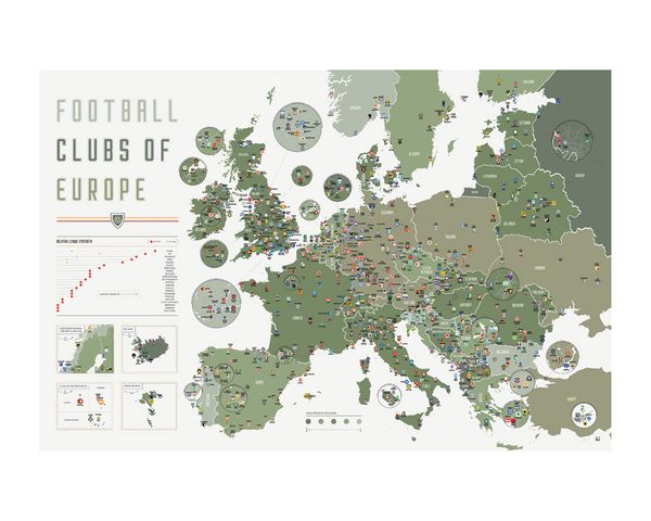 Football Clubs Of Europe Poster Painting Print Home Decor Framed Or Unframed Photopaper Material