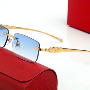 Red fashion sunglasses for mens unisex buffalo horn glasses men women rimless sun glasses silver gold metal frame Eyewear lunettes With box