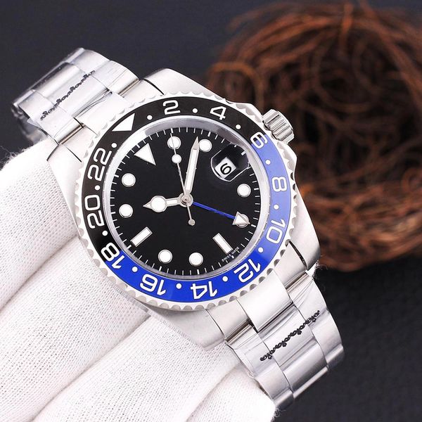 Hot Mens Watches 41Mm Automatic Mechanical Watch Stainless Steel Blue Black Ceramic Sapphire Wristwatches Super Luminous Montre De Luxe